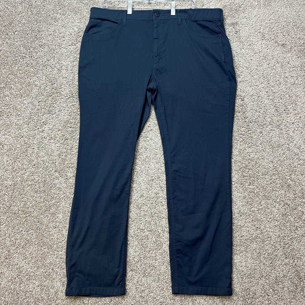 Orvis Tech Pants Men 40x32 Navy Blue Stretch Waistband 5-Pocket Straight Leg EUC